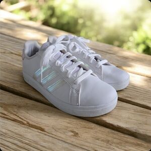 Adidas End Plastic Waste White Sneakers With Metallic Gold Stripes Size  US 6